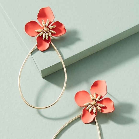 Anthropologie Jewelry - NEW Anthropologie Mireille Floral Earrings RED